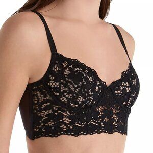 DKNY Classic Lace Unlined Longline Bra Black - 34B - New
